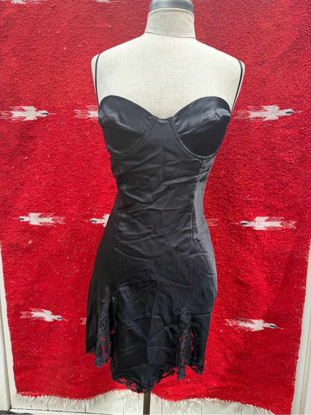 Victoria’s Secret Black Lace-Trim Slip Dress